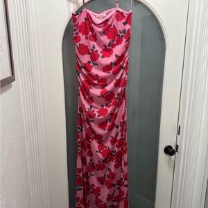 Wayf Pink and Red Floral Dress